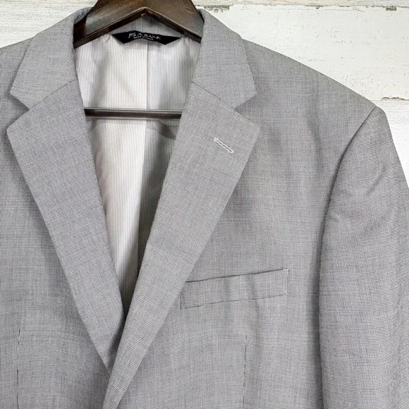 Jos A Bank Mens 42R 36x29 Tailored Fit Gray Cotton Wool Blend Micro Check Suit